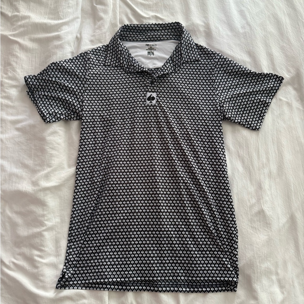 Pins & Needles Black and White Geometric Polo Shirt